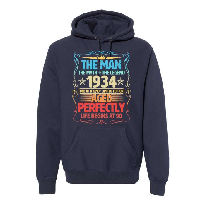 The Man Myth Legend 1934 Aged Perfectly 90th Birthday Premium Hoodie