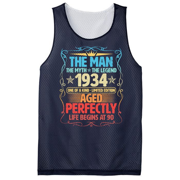 The Man Myth Legend 1934 Aged Perfectly 90th Birthday Mesh Reversible Basketball Jersey Tank