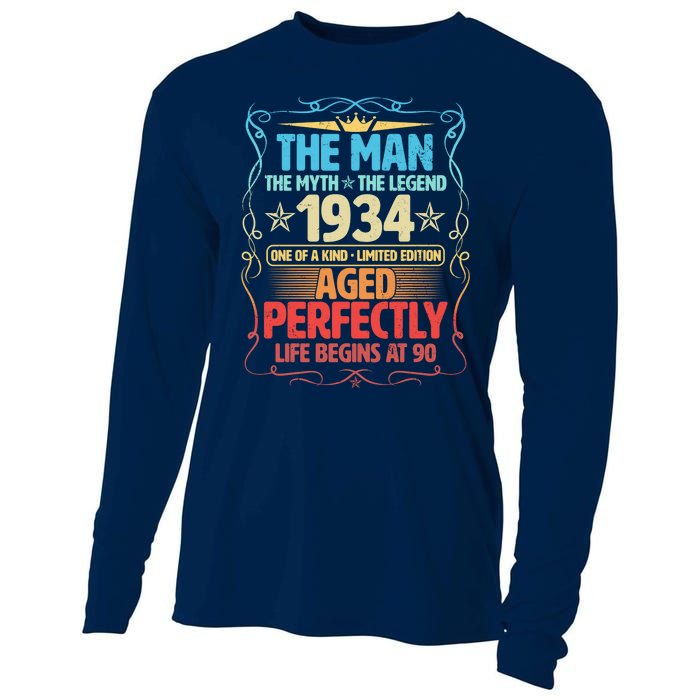 The Man Myth Legend 1934 Aged Perfectly 90th Birthday Cooling Performance Long Sleeve Crew