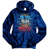 The Man Myth Legend 1934 Aged Perfectly 90th Birthday Tie Dye Hoodie