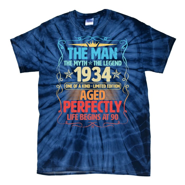 The Man Myth Legend 1934 Aged Perfectly 90th Birthday Tie-Dye T-Shirt