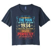 The Man Myth Legend 1934 Aged Perfectly 90th Birthday Women's Crop Top Tee