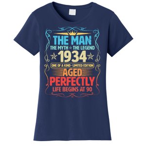 The Man Myth Legend 1934 Aged Perfectly 90th Birthday Women's T-Shirt