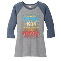 The Man Myth Legend 1934 Aged Perfectly 90th Birthday Women's Tri-Blend 3/4-Sleeve Raglan Shirt