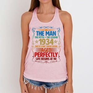 The Man Myth Legend 1934 Aged Perfectly 90th Birthday Women's Knotted Racerback Tank