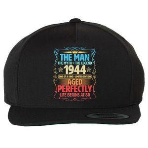 The Man Myth Legend 1944 Aged Perfectly 80th Birthday Wool Snapback Cap