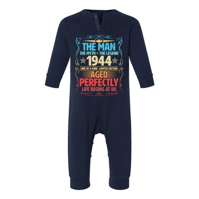 The Man Myth Legend 1944 Aged Perfectly 80th Birthday Infant Fleece One Piece