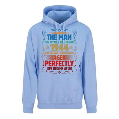 The Man Myth Legend 1944 Aged Perfectly 80th Birthday Unisex Surf Hoodie