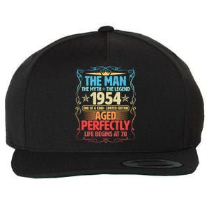 The Man Myth Legend 1954 Aged Perfectly 70th Birthday Wool Snapback Cap