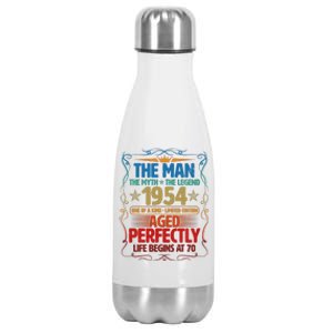 The Man Myth Legend 1954 Aged Perfectly 70th Birthday Stainless Steel Insulated Water Bottle