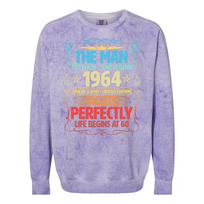 The Man Myth Legend 1964 Aged Perfectly 60th Birthday Colorblast Crewneck Sweatshirt