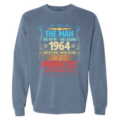 The Man Myth Legend 1964 Aged Perfectly 60th Birthday Garment-Dyed Sweatshirt