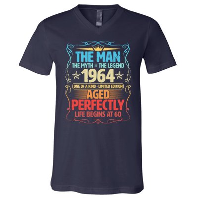 The Man Myth Legend 1964 Aged Perfectly 60th Birthday V-Neck T-Shirt