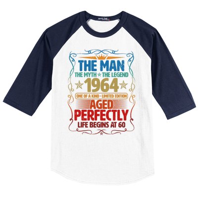 The Man Myth Legend 1964 Aged Perfectly 60th Birthday Baseball Sleeve Shirt