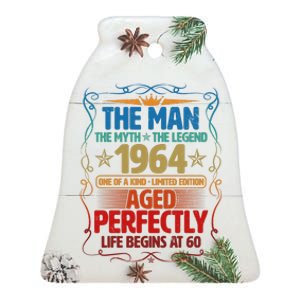 The Man Myth Legend 1964 Aged Perfectly 60th Birthday Ceramic Bell Ornament