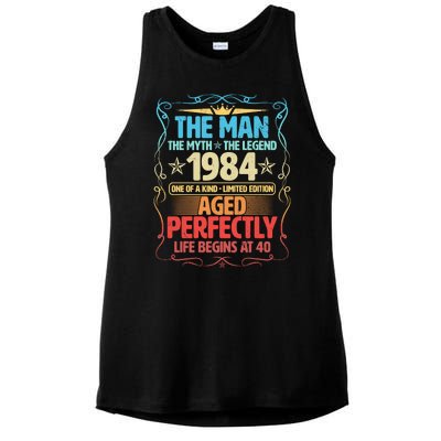 The Man Myth Legend 1984 Aged Perfectly 40th Birthday Ladies PosiCharge Tri-Blend Wicking Tank