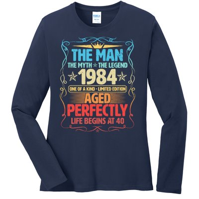 The Man Myth Legend 1984 Aged Perfectly 40th Birthday Ladies Long Sleeve Shirt