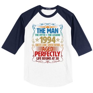 The Man Myth Legend 1994 Aged Perfectly 30th Birthday Baseball Sleeve Shirt