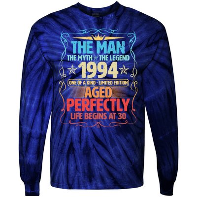 The Man Myth Legend 1994 Aged Perfectly 30th Birthday Tie-Dye Long Sleeve Shirt