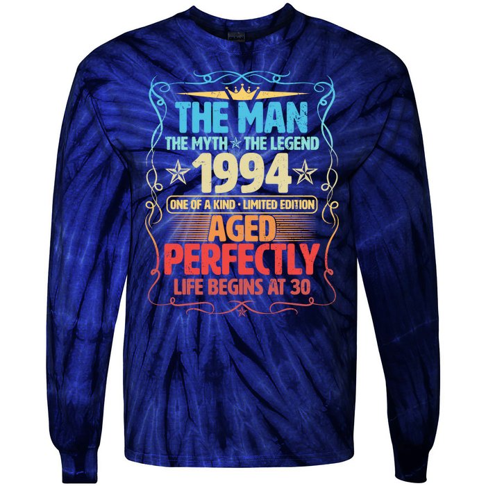 The Man Myth Legend 1994 Aged Perfectly 30th Birthday Tie-Dye Long Sleeve Shirt