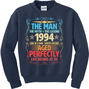 The Man Myth Legend 1994 Aged Perfectly 30th Birthday Kids Sweatshirt