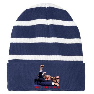 Trump Missed Me Striped Beanie with Solid Band