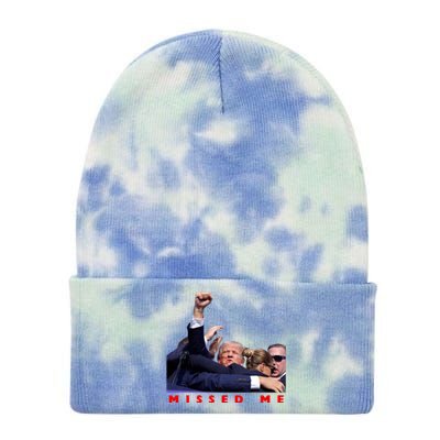 Trump Missed Me Tie Dye 12in Knit Beanie