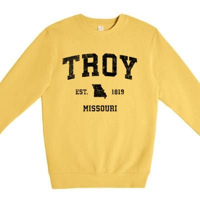 Troy Missouri Mo Vintage Athletic Sports Premium Crewneck Sweatshirt