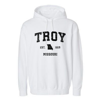 Troy Missouri Mo Vintage Athletic Sports Garment-Dyed Fleece Hoodie