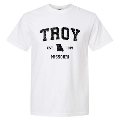 Troy Missouri Mo Vintage Athletic Sports Garment-Dyed Heavyweight T-Shirt