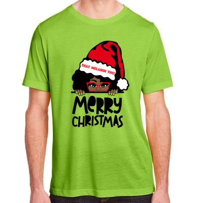 That Melanin Merry Christmas Mrs Claus Black Peeking Santa Cute Gift Adult ChromaSoft Performance T-Shirt