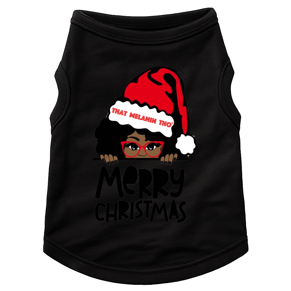 That Melanin Merry Christmas Mrs Claus Black Peeking Santa Cute Gift Doggie Tank