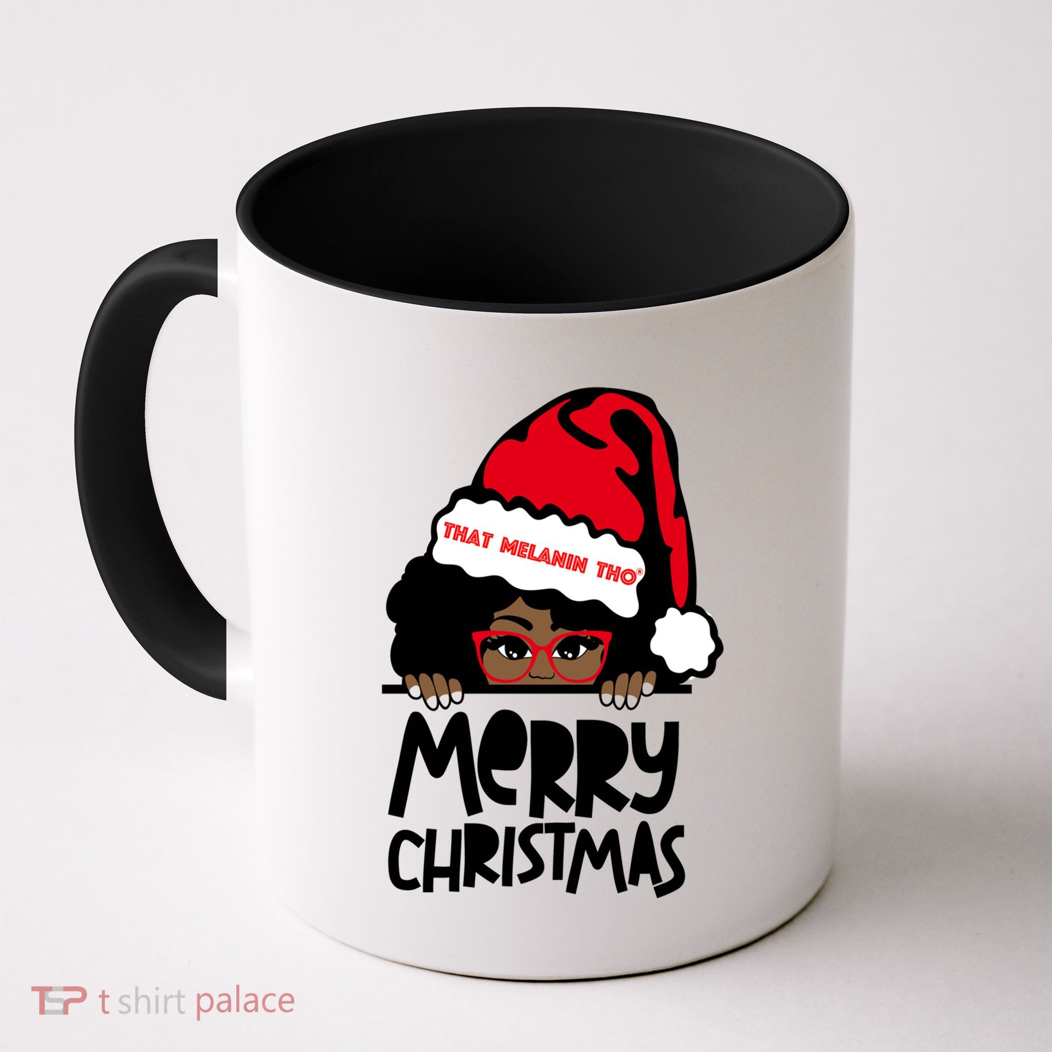 That Melanin Merry Christmas Mrs Claus Black Peeking Santa Cute Gift Mug