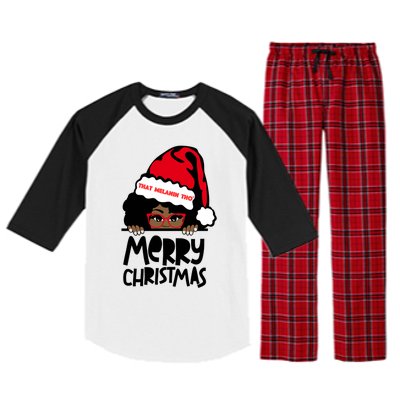 That Melanin Merry Christmas Mrs Claus Black Peeking Santa Cute Gift Raglan Sleeve Pajama Set