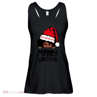 That Melanin Merry Christmas Mrs Claus Black Peeking Santa Cute Gift Ladies Essential Flowy Tank