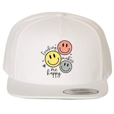 Teaching Makes Me Happy Smile Face School Gift For Teacher Wool Snapback Cap