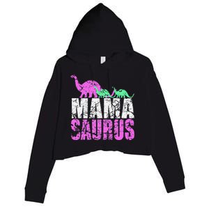 Twin Mom Mama Saurus Dinosaur Mother's Day Gift Crop Fleece Hoodie