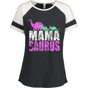 Twin Mom Mama Saurus Dinosaur Mother's Day Gift Enza Ladies Jersey Colorblock Tee