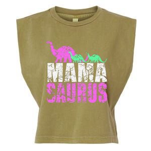 Twin Mom Mama Saurus Dinosaur Mother's Day Gift Garment-Dyed Women's Muscle Tee