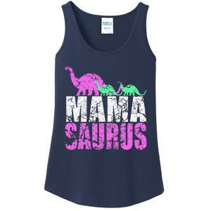 Twin Mom Mama Saurus Dinosaur Mother's Day Gift Ladies Essential Tank