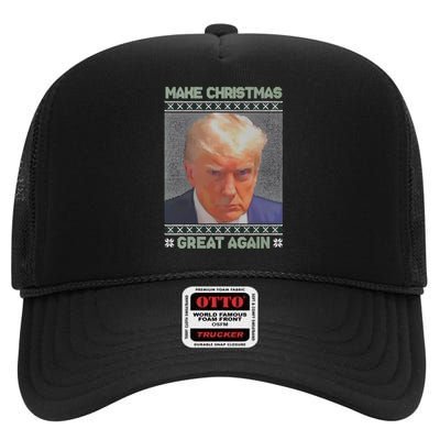 Trump Mugshot Make Christmas Great Again High Crown Mesh Back Trucker Hat