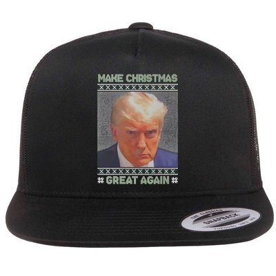 Trump Mugshot Make Christmas Great Again Flat Bill Trucker Hat