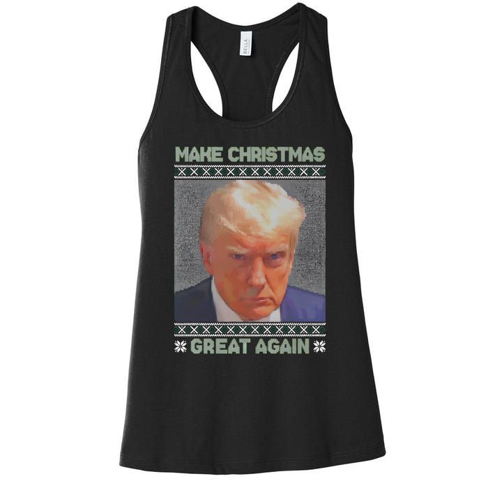 Trump Mugshot Make Christmas Great Again Women's Racerback Tank