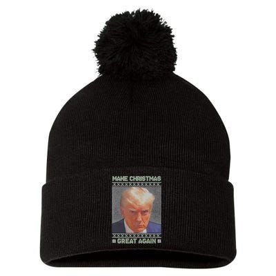 Trump Mugshot Make Christmas Great Again Pom Pom 12in Knit Beanie