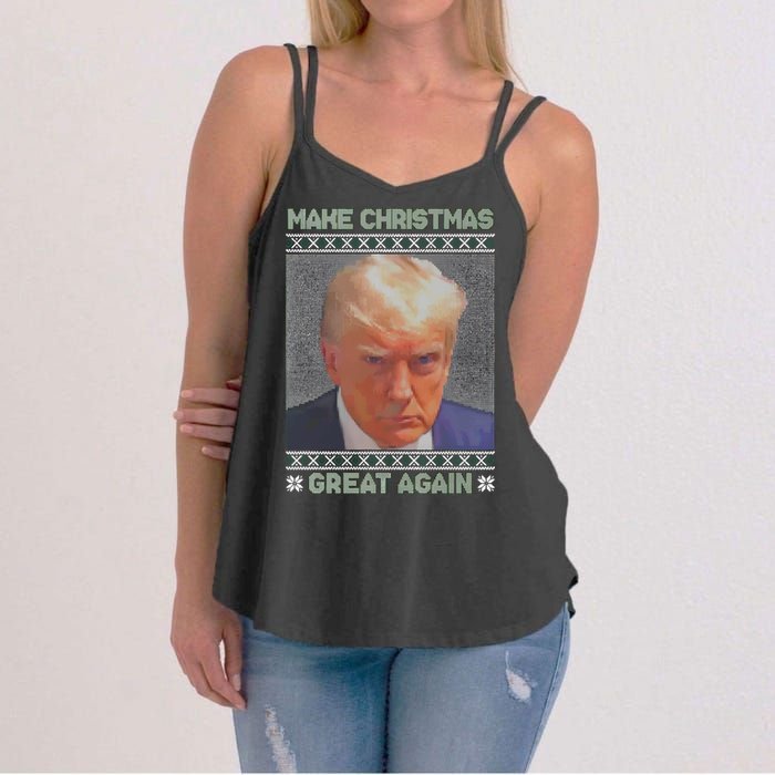 Trump Mugshot Make Christmas Great Again Women's Strappy Tank