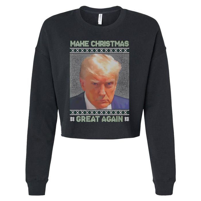 Trump Mugshot Make Christmas Great Again Cropped Pullover Crew