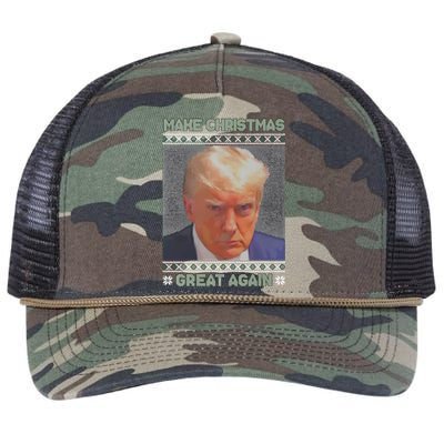 Trump Mugshot Make Christmas Great Again Retro Rope Trucker Hat Cap