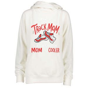 Track Mom Marathon Running Runner Mother's Day Novelty Pun Cute Gift Womens Funnel Neck Pullover Hood