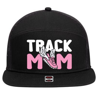 Track Mom Marathon Sprinting Athletics Runner Mother Gift 7 Panel Mesh Trucker Snapback Hat