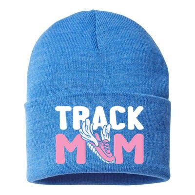 Track Mom Marathon Sprinting Athletics Runner Mother Gift Sustainable Knit Beanie